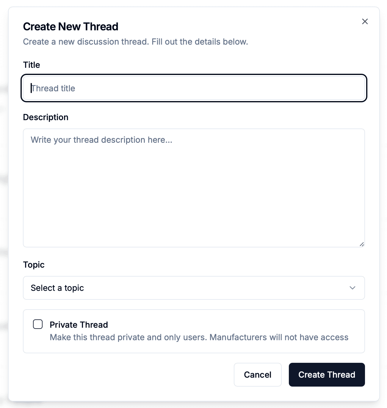 New dialog interface for creating posts