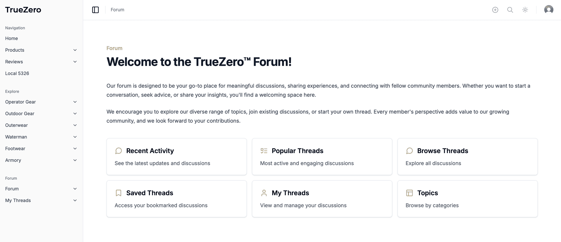 New community forum homepage